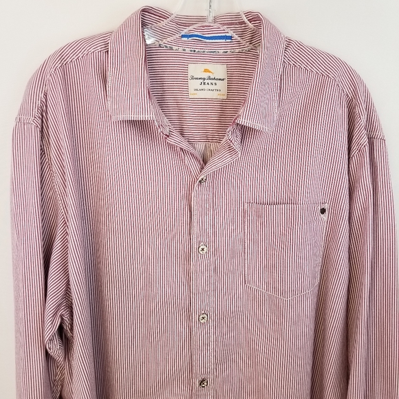 Tommy Bahama Jeans Red Long Sleeve Button Shirt XL - Picture 1 of 16